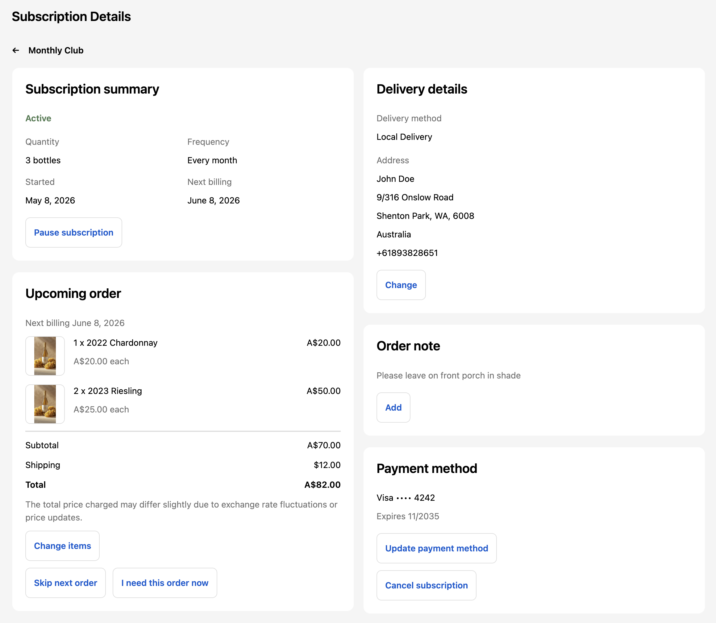 Subscription Details